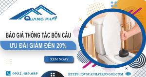 Báo giá thông tắc bồn cầu tại Bình Phước【Ưu đãi giảm 20%】