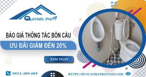 Báo giá thông tắc bồn cầu tại Cần Thơ【Ưu đãi giảm giá 20%】