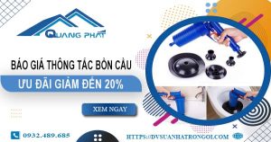 Báo giá thông tắc bồn cầu tại Hậu Giang【Ưu đãi giảm 20%】