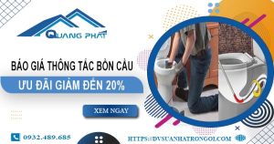 Báo giá thông tắc bồn cầu tại Trà Vinh【Ưu đãi giảm giá 20%】